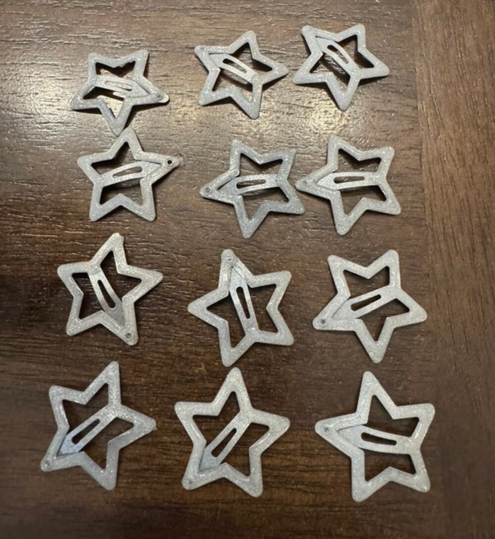 Silver glitter metal star hair clips barrettes  set of 12  #glitter #hairclips